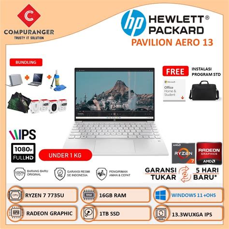 Jual Laptop Ringan Hp Pavilion Aero Ryzen U Gb Ssd Tb