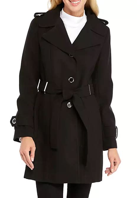 Calvin Klein Single Breasted Tie Front Wool Coat Belk