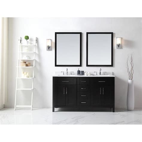 Ove Decors Tahoe 60 In Espresso Double Sink Bathroom Vanity With White Quartz Top At