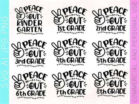 Last Day Of School Svg Peace Out Kindergarten Svg Peace Out 5th Grade