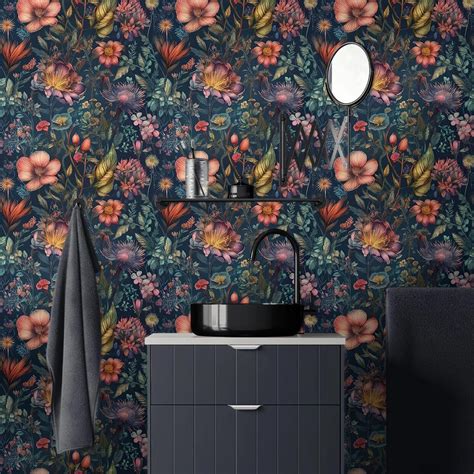 BEETAL Papel tapiz adhesivo adhesivo para baño diseño de bosque negro