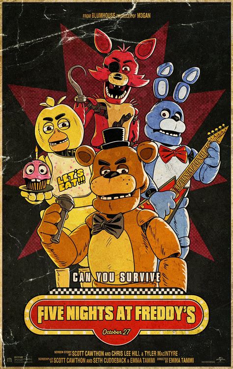 Exclusive Illustrated Fnaf Movie Poster At Fandango Rfivenightsatfreddys