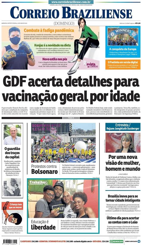 Capa Correio Braziliense Edição Domingo 30 de Maio de 2021