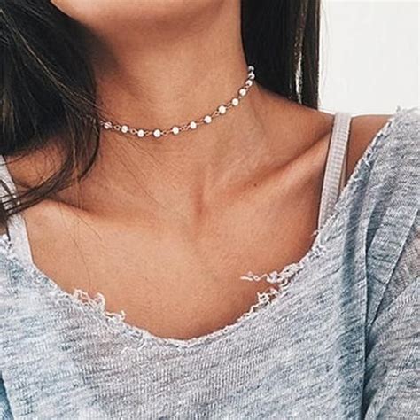 Perlen Choker Wei Silber Chain Necklace Styles Fashion Necklace