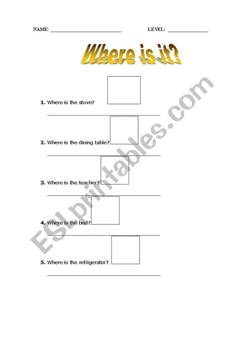 English Worksheets Where Is It