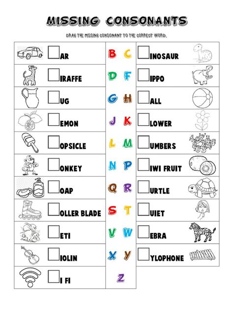 Missing Consonants Worksheet Consonant Consonant Vowel Consonant Vowel