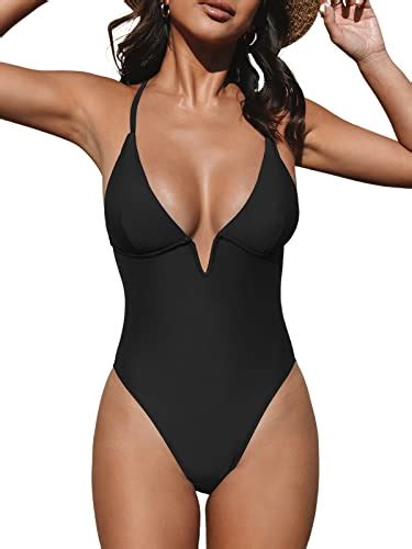 Cupshe Women Swimsuit One Piece Bathing Suit Deep V Neck Crisscross