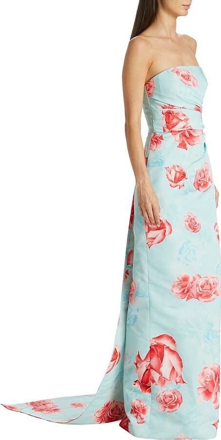 Monique Lhuillier Strapless Floral Jacquard Gown Shopstyle Evening Dresses