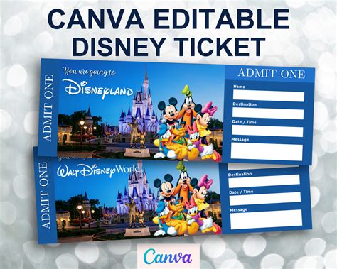 Editable Disneyland Ticket Christmas T Disneyland Ticket Surprise Reveal Ticket T