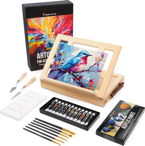 Chevalet Peinture Acrylique Pi Ces Coffret Peinture Peintures