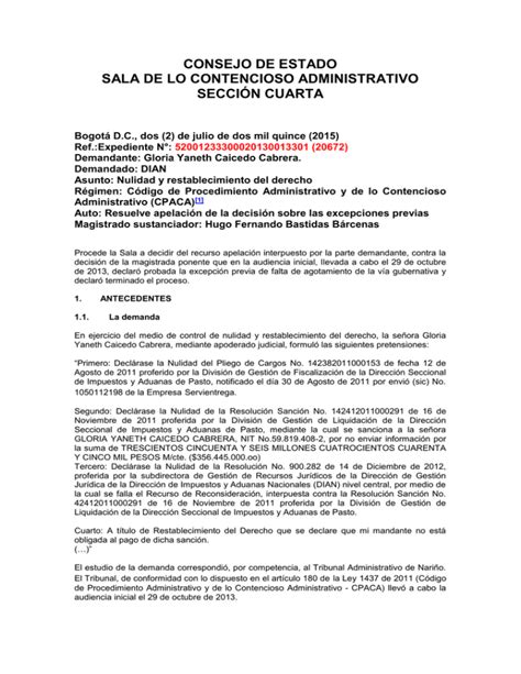 Consejo De Estado Sala De Lo Contencioso Administrativo Secci N Cuarta