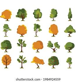 Collection Trees Tree Set Isolated On Stock Vector Royalty Free