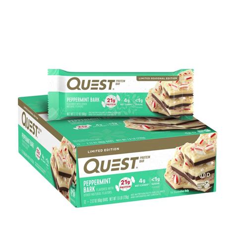 Quest Protein Bar Baton Proteic Cu Aroma De Peppermint Bark 60 G GNC