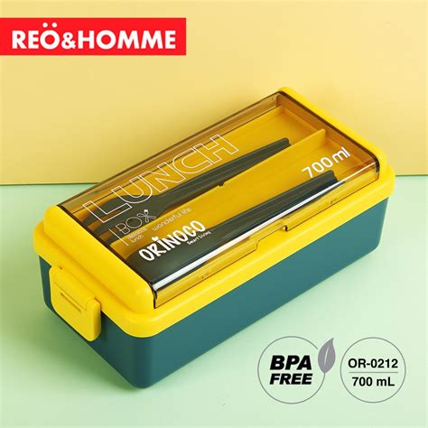 Jual Reo Homme Kotak Makan 2 Sekat Anti Tumpah Kapasitas 700 ML Free