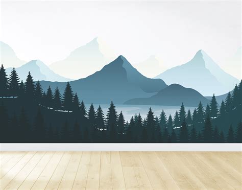 Mountain Wall Decal Nursery Wall Decor Mountain Mural Woodland