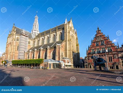 Cathedral of St. Bavo on Market Square, Haarlem, Netherlands Stock Image - Image of holy, center ...