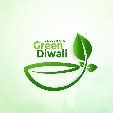 Feliz Diwali Creativo Verde Eco Diya Fondo Vector Gratis