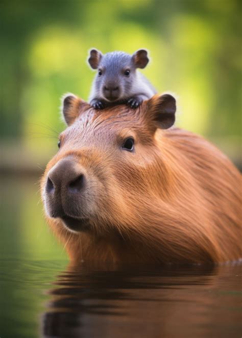 Cute Grassland Capybaras Poster Picture Metal Print Paint By