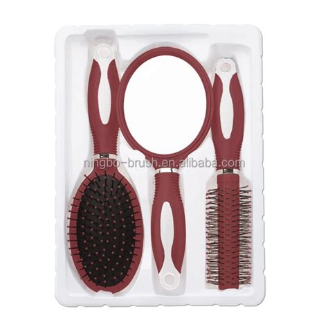 Professional Japanese Hair Brush With Mirror Set Nylon Bristle Hair