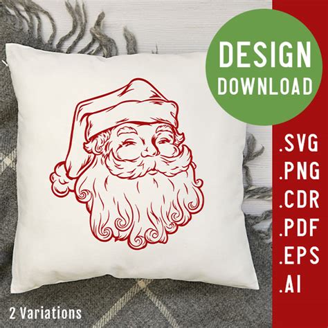 Santa Claus Face Svg Design Instant Download