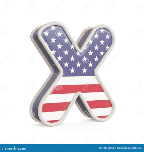American Flag Alphabet Isolated On A White Background Stock
