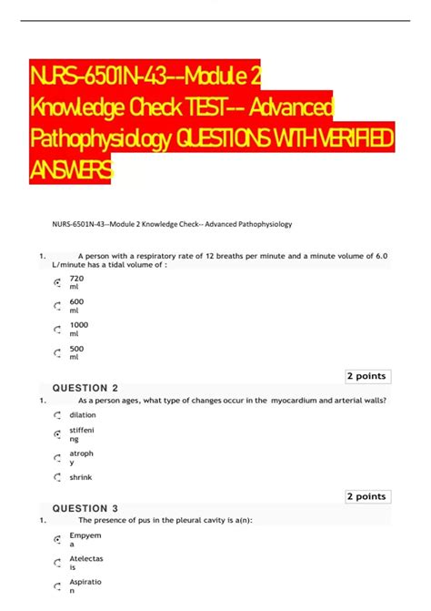 Nurs N Module Knowledge Check Test Advanced Pathophysiology