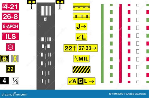 Airfield Sign System stock vector. Illustration of landing - 93462080