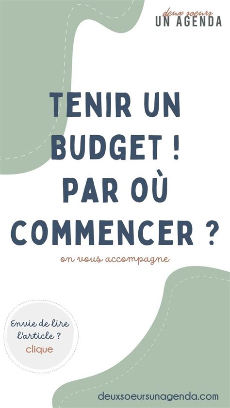 Faire Un Budget Avec La M Thode Deux Soeurs Un Agenda Faire Son