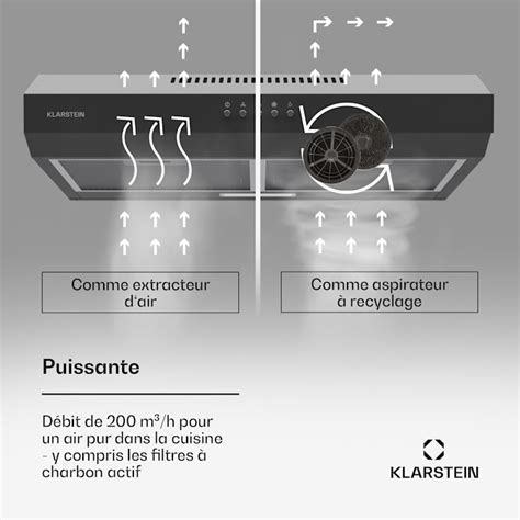 Klarstein Contempo Hotte Aspirante Encastr E Sous L Ment Haut