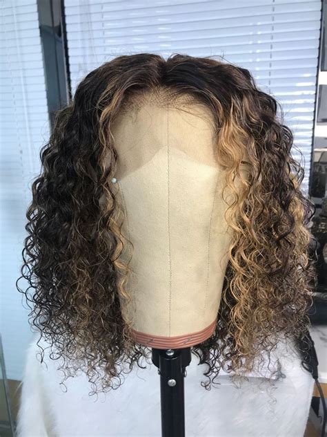 X Curly Wig Honey Blonde Ombre Highlight Lace Front Human Etsy