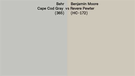 Behr Cape Cod Gray 365 Vs Benjamin Moore Revere Pewter Hc 172 Side