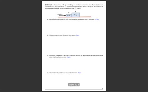 Solved Q2 20 Pts Two Blocks Of Mass A 25 Kg And B 75 Kg Chegg