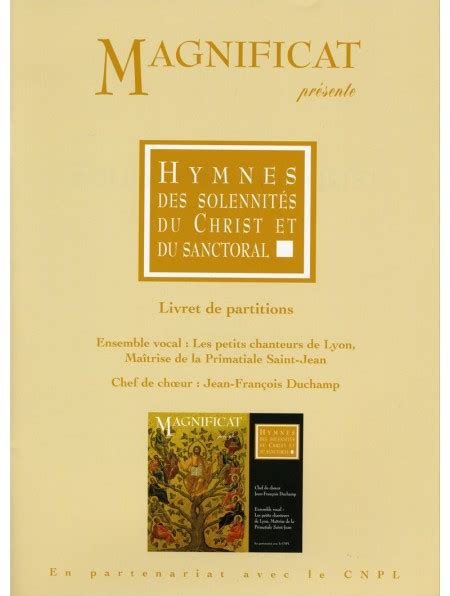 Partitions des hymnes des solennités du Christ et du sanctoral