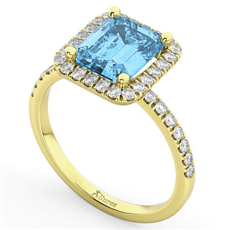 Blue Topaz Diamond Engagement Ring K Yellow Gold Ct Ad