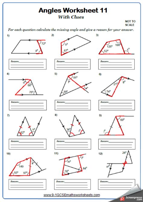 Grade Angles Worksheet Pdf