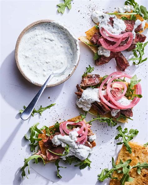 Open Face Steak Sandwiches With Chimi Labneh Whats Gaby Cooking