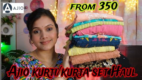 Ajio Kurti Kurta Set Haul From Straight Kurti Haul Ajio Sale