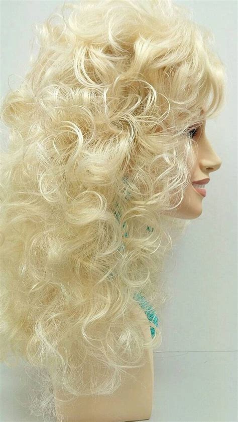 Long 18 inch Blonde Curly Dolly Parton Style Wig. Stage Wig.