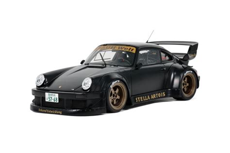 Modellauto RWB Porsche 911 RAUH Welt Stella Artois 2008 Satin Schwarz 1