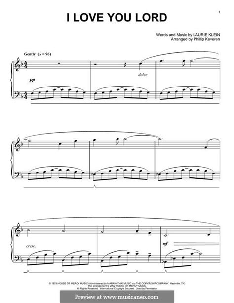 I Love You Lord By L Klein Sheet Music On Musicaneo