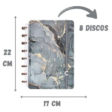Caderno Inteligente Marmore Cinza - Caderno Inteligente A5 Mármore Onyx Cinza 80 Folhas ? Sistema de Discos ...