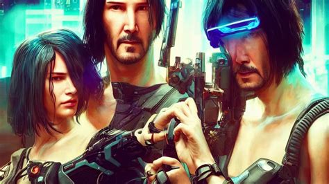 A Cyberpunk Srcreenshot Couple Portrait Of Keanu Stable