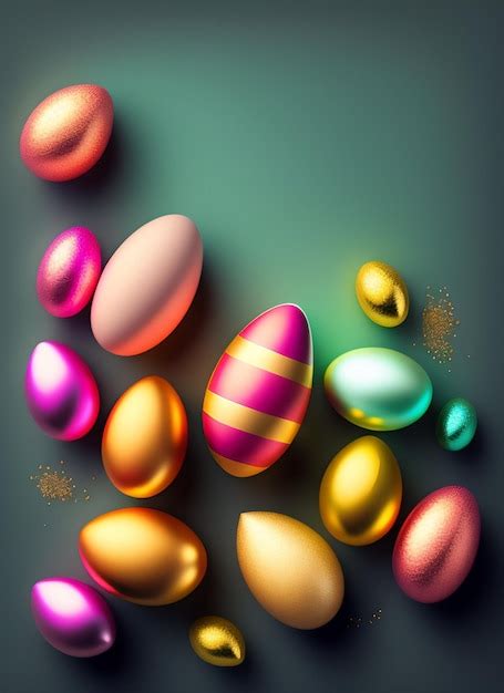 Huevos De Pascua Sobre Un Fondo Verde Foto Gratis