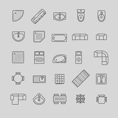 Furniture Icons, Top View Stock Clipart | Royalty-Free | FreeImages