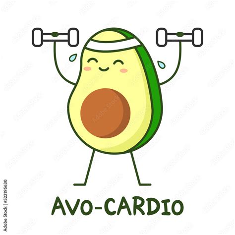 Cute Avocado Lifts Dumbbells Avo Cardio Pun Avocado Work Out With