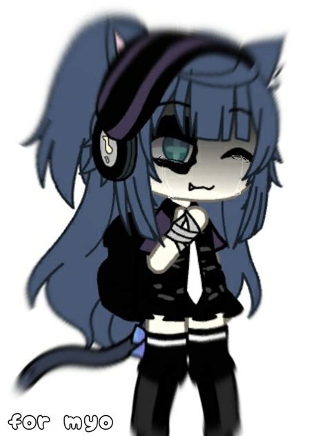 An Anime Girl With Blue Hair And Cat Ears Wearing Headphones While