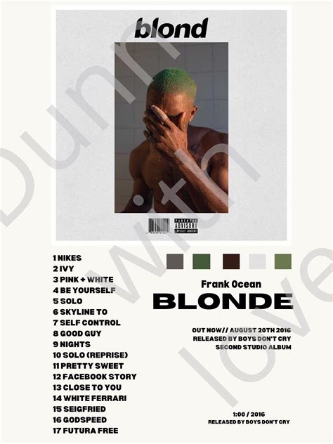 Blonde Frank Ocean Album Cover Poster Etsy Frank Ocean Album Frank