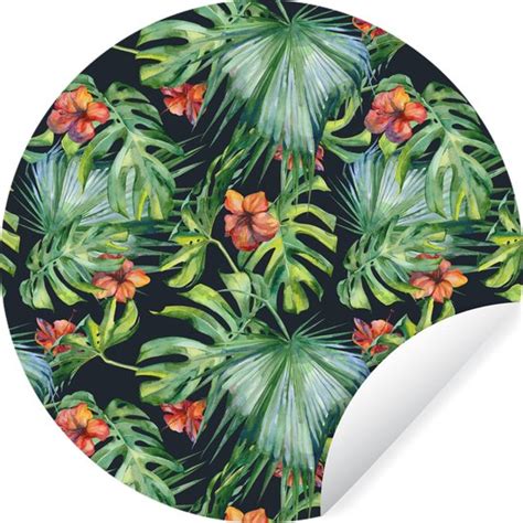 WallCircle Muurstickers Behangcirkel Monstera Jungle Bladeren