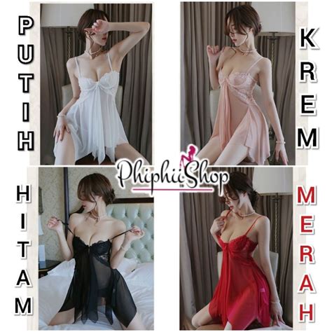 Jual Set Lingerie Dress Fit XL Sexy G String Model Brokat Lace Kait Depan Babydoll Dewasa