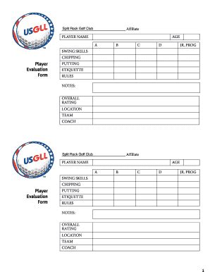 Fillable Online Bplayerb Evaluation Bform Playerb Evaluation Bformb
